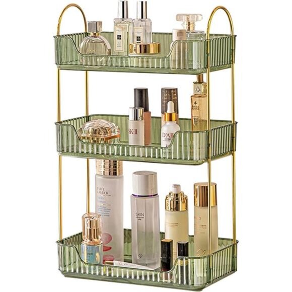 Bathroom Counter Organizer Countertop Storage Cosmetics Skincare Shelf Organizer - Picture 7 of 7